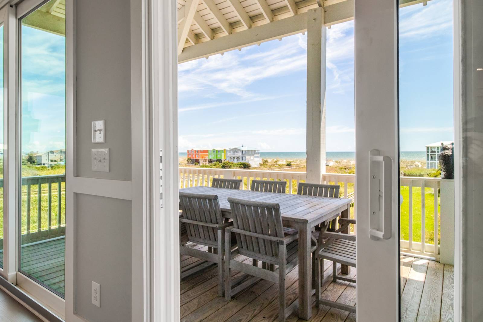Back porch on Oak Island overlooking ocean